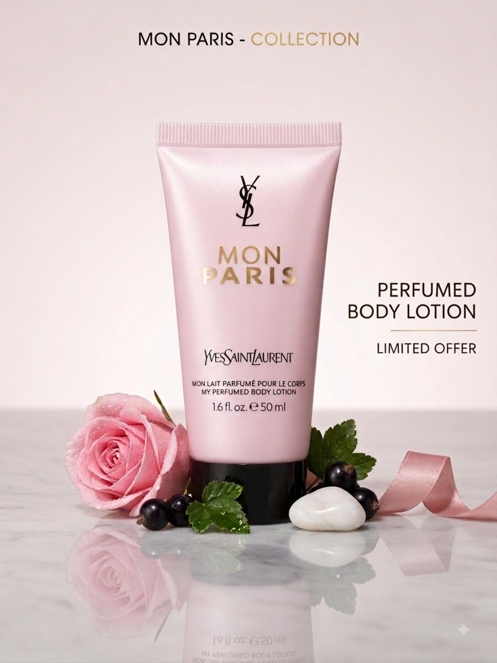 YSL Mon Paris My Perfumed Body Lotion (1.6 Fl. Oz. / 50 Ml) New